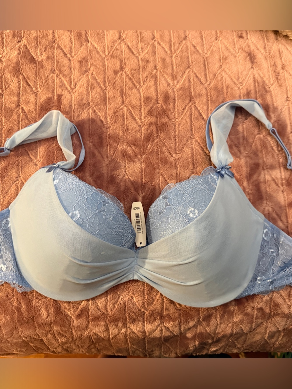 Adore Me Powder Blue Lace T-Shirt Bra with Smooth Cups